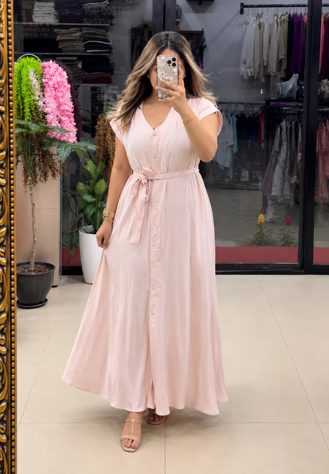 Avela Aahana Pure Cotton Button Maxi Dress