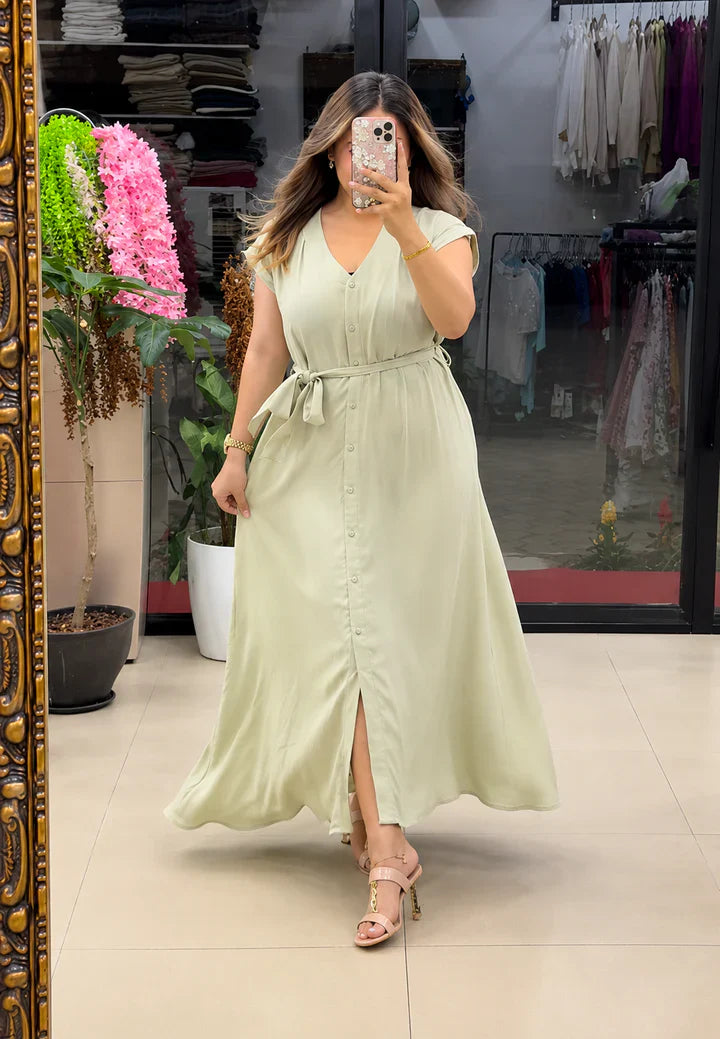 Avela Aahana Pure Cotton Button Maxi Dress